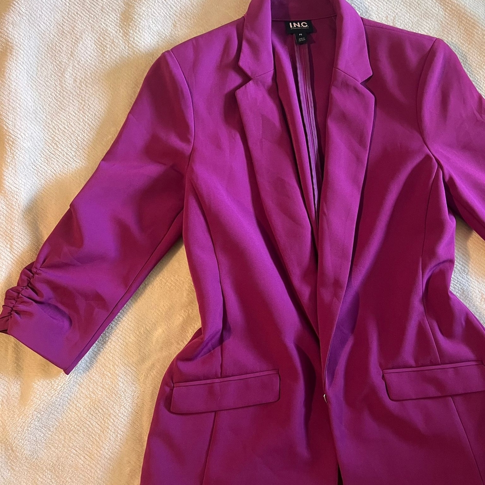 INC International Concepts Purple Blazer with Notched Lapels